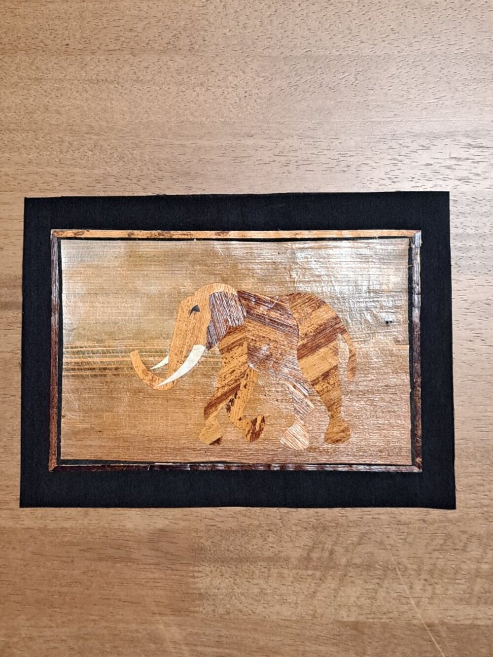 9x12" Unframed Banana Leaf Elephant Painting